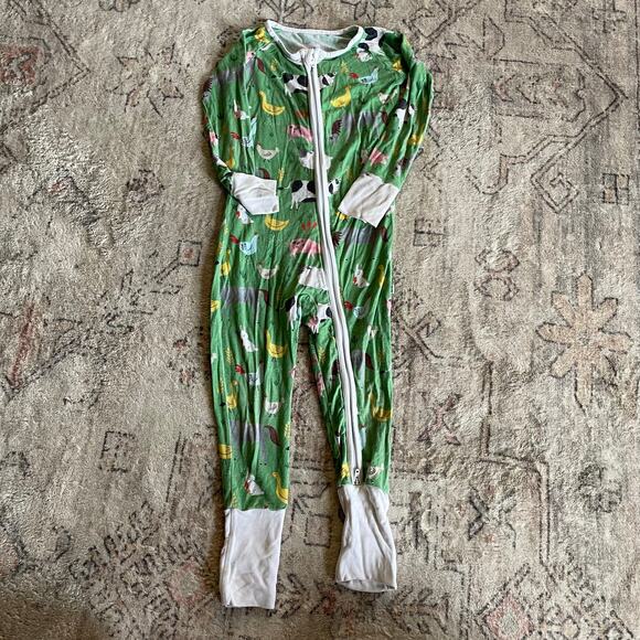 Little Sleepies 18-24mos Farm Animals Green Zippy One Piece Bamboo Sleeper EUC - Picture 3 of 8